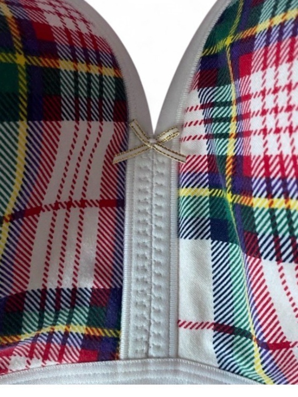 Lane Bryant Cacique Plaid Cotton Lightly Lined No-Wire Bra - Picture 10 of 13